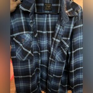 Men’s Jack Blue Plaid Long Sleeve Button Up Shirt XXL